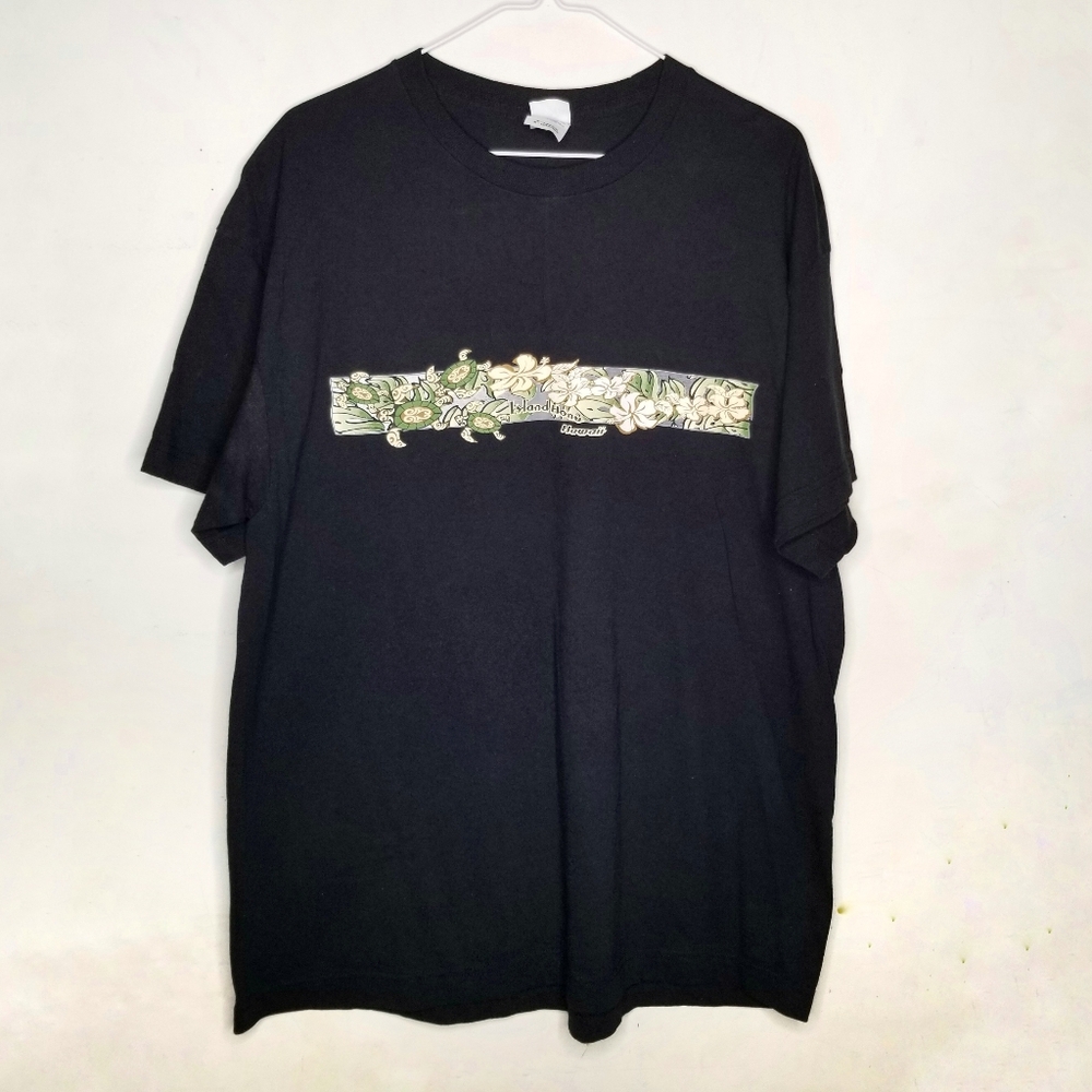 Y2K Hawaiian Turtle T Shirt Black Island Honu Tribal Polynesian Size XL Graphic